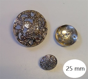 Metal Knap m/Blomst 25 mm Sølv 1 stk.